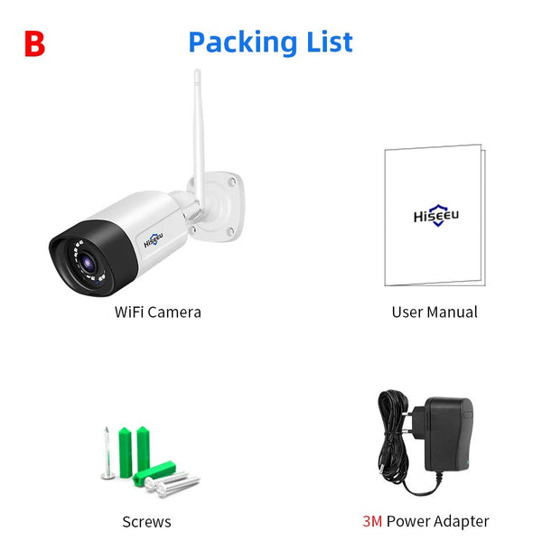 Hiseeu Wireless IP Camera 3MP Waterproof Indoor Outdoor Security WiFi Kit - stepyours.com