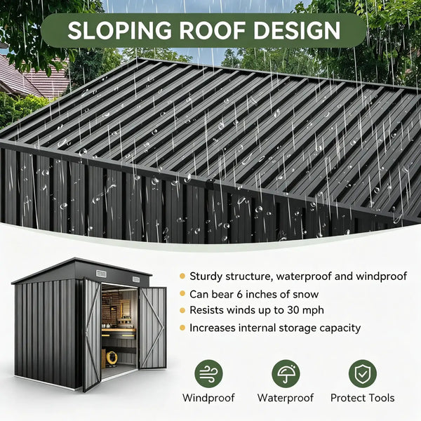 12x4ft Lean To Shed And Hardtop Gazebo Black 6x3.5ft Metal Storage Shed With Pergola 2 In 1 Garden Tool Shed For Patio Backyard Deck