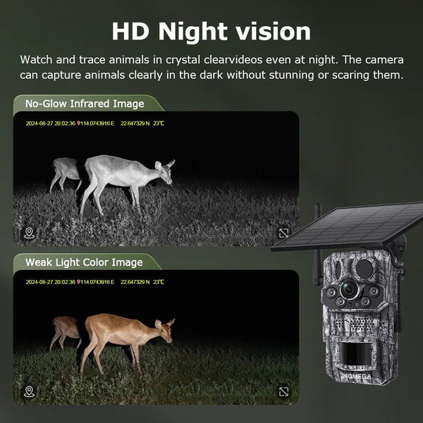 INQMEGA4G Solar Trail Camera 2K Night Vision 5MP PIR Motion Activated - stepyours.com