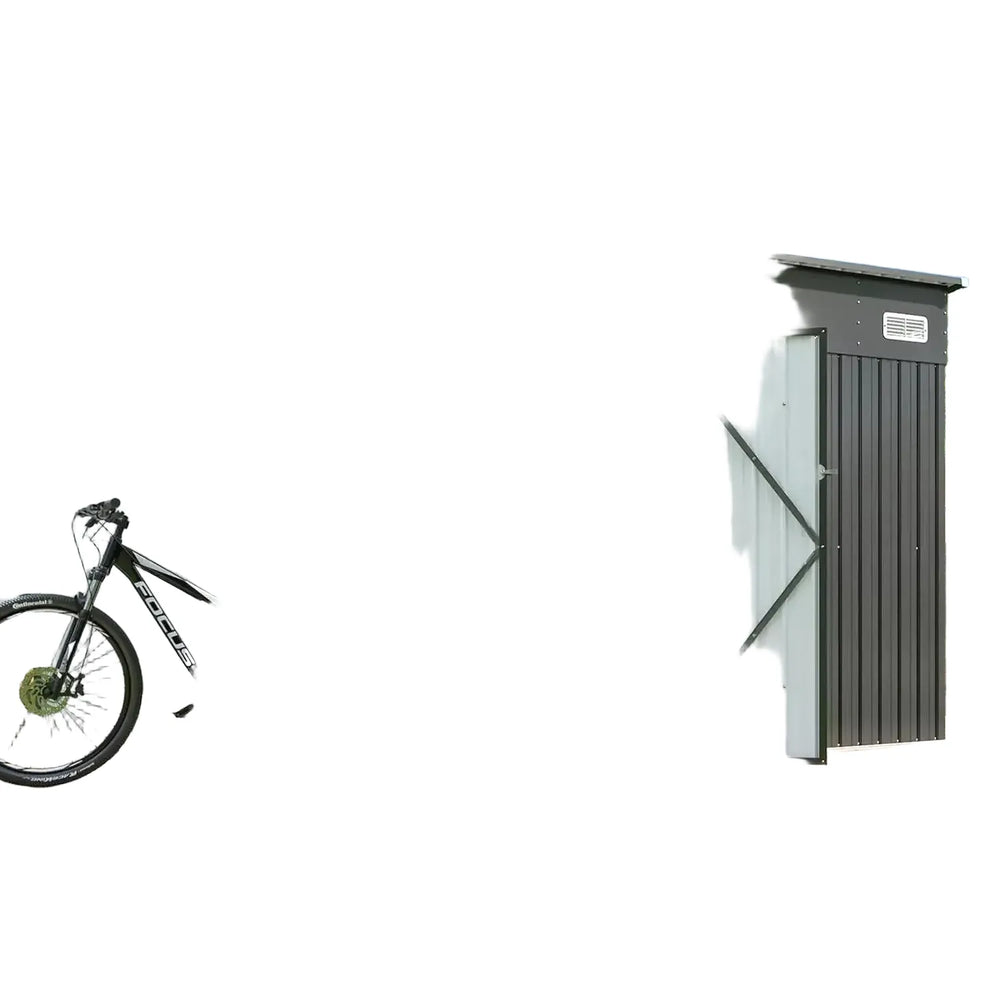 9.4x7.3ft Triple Door Outdoor Storage Shed Black Metal Storage Cabinet With Sloping Roof For Tools Bicycles Storage For Garden Patio Backyard