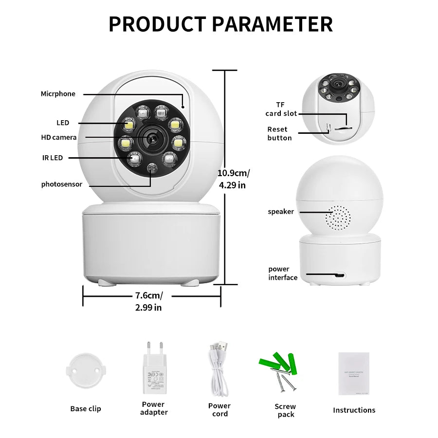 1080P Smart WiFi Pet Monitor Camera With Night Vision And Auto Tracking - stepyours.com