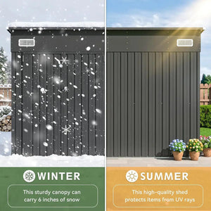 9.4x7.3ft Triple Door Outdoor Storage Shed Black Metal Storage Cabinet With Sloping Roof For Tools Bicycles Storage For Garden Patio Backyard