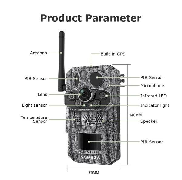 INQMEGA4G Solar Trail Camera 2K Night Vision 5MP PIR Motion Activated - stepyours.com