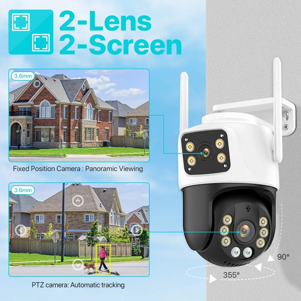 Three Lens PTZ IP Camera Outdoor HD WiFi Security Auto Tracking CCTV Hooks - stepyours.com