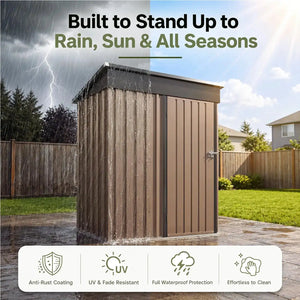 Nordivale 5x3FT Metal Outdoor Storage Shed with Sloping Roof and Base Lockable Tool Shed for Backyard Garden Patio Lawn