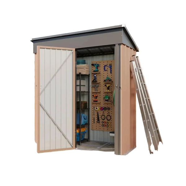 Nordivale 5x3FT Metal Outdoor Storage Shed with Sloping Roof and Base Lockable Tool Shed for Backyard Garden Patio Lawn
