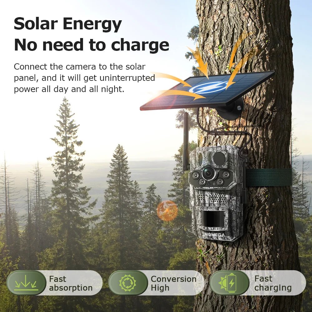 INQMEGA4G Solar Trail Camera 2K Night Vision 5MP PIR Motion Activated - stepyours.com