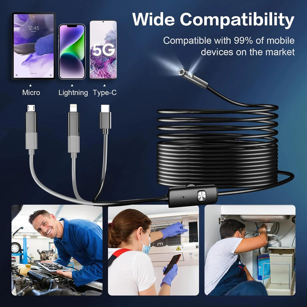 8mm 1080P Car Endoscope Boroscope For iPhone Android Type C - Plug And Play - stepyours.com
