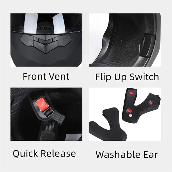 BLD Modular Flip Up Motorcycle Helmet — product view 5