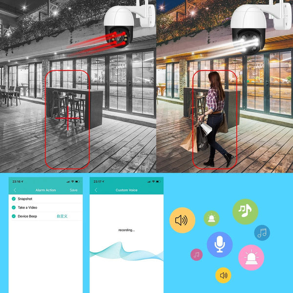 1080P PTZ WiFi IP Camera Outdoor - AI Human Detection 4X Digital Zoom H265 P2P - stepyours.com