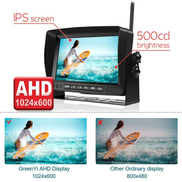 GreenYi 1280x720 HD AHD Wireless Truck DVR 7 Inch Night Vision Backup Camera - stepyours.com