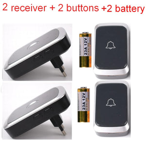 Waterproof Wireless Doorbell AC 100V-240V EU Plug Smart Remote control Door Bell Rings with battery included , plug and play. by stepyours.com