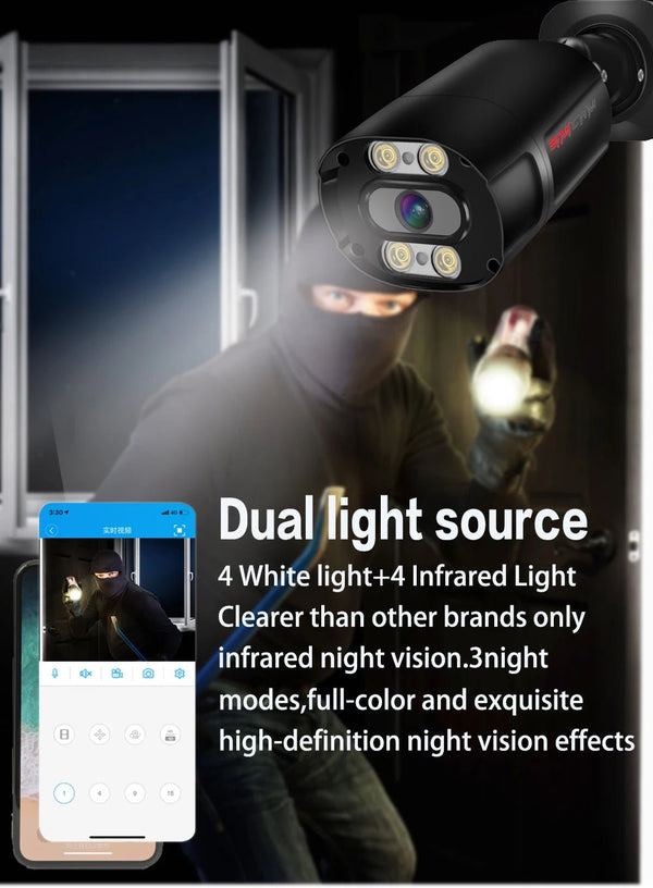 UltraHD 4K Outdoor Security IP Turret PoE Camera - 8MP Color Night Vision - stepyours.com