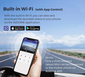 AZDOME 1296P WiFi Dash Cam Night Vision Loop Recording GSensor Parking Monitor - stepyours.com