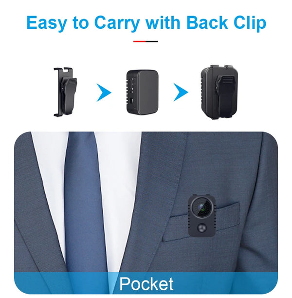 MD29 HD Mini Body Camera 1080P Security Pocket Cameras Motion Activated Small Nanny Cam for Cars Standby Espia Webcam 8H Working by stepyours.com