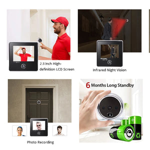 KAK 2.8" LCD Screen Electronic Door Viewer Bell IR Night Door Camera Photo Recording Digital Door Viewer Smart Peephole Doorbell by stepyours.com