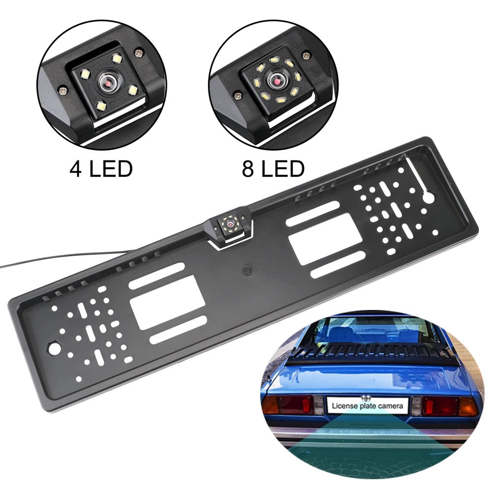 12V Car Rear View Camera 4 And 8 LED License Plate Holder Parking Sensor - stepyours.com