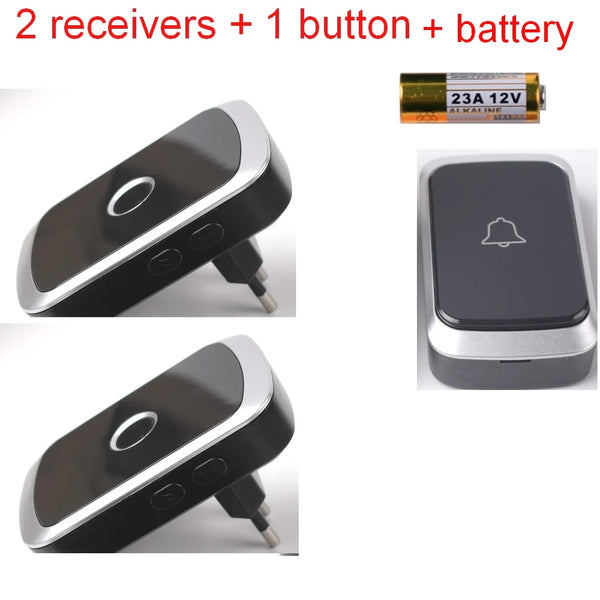 Waterproof Wireless Doorbell AC 100V-240V EU Plug Smart Remote control Door Bell Rings with battery included , plug and play. by stepyours.com