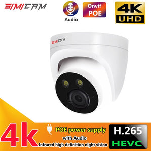 SIMICAM 4K 8MP IP Dome Camera PoE ONVIF Night Vision 150ft Audio H265 CCTV NVR - stepyours.com