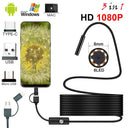 AN98A 8mm Endoscope Camera 1080P USB Borescope 8 LEDs 5M Cable Hooks - stepyours.com