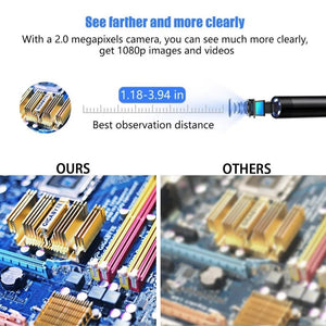 AN98A 8mm Endoscope Camera 1080P USB Borescope 8 LEDs 5M Cable Hooks - stepyours.com