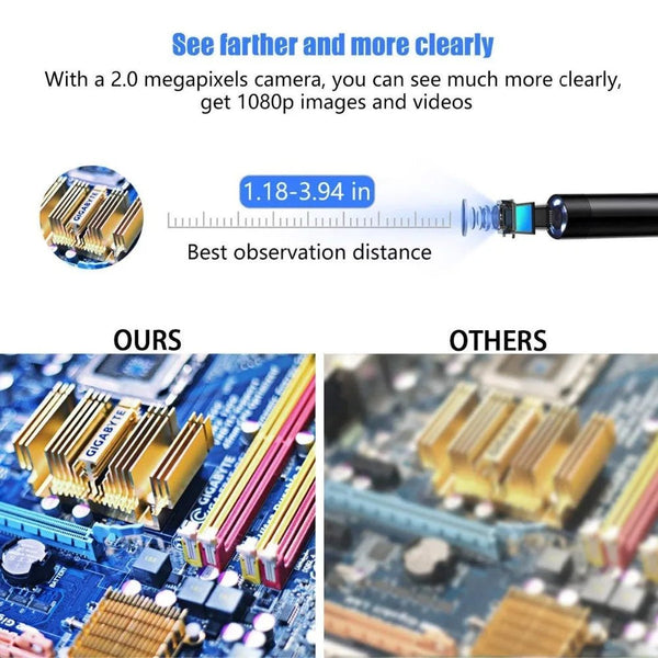 AN98A 8mm Endoscope Camera 1080P USB Borescope 8 LEDs 5M Cable Hooks - stepyours.com