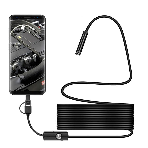AN98A 8mm Endoscope Camera 1080P USB Borescope 8 LEDs 5M Cable Hooks - stepyours.com