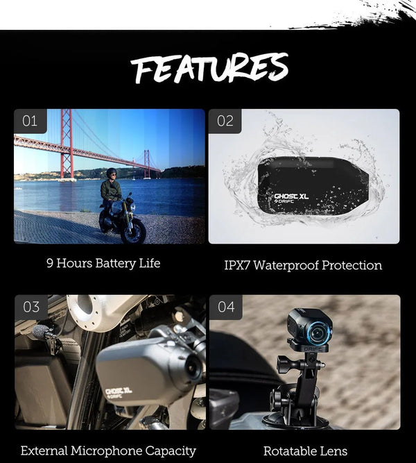 Drift Ghost XL Action Camera 1080p Full HD Waterproof Rotating Lens Dash Cam - stepyours.com