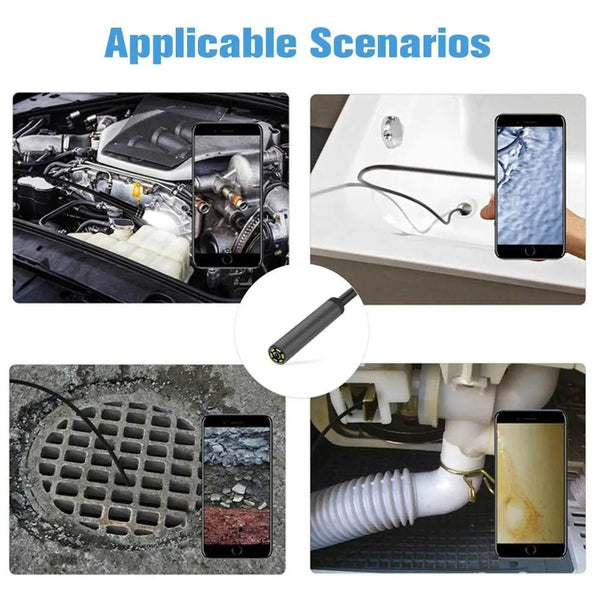 AN98A 8mm Endoscope Camera 1080P USB Borescope 8 LEDs 5M Cable Hooks - stepyours.com