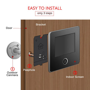 KAK 2.8" LCD Screen Electronic Door Viewer Bell IR Night Door Camera Photo Recording Digital Door Viewer Smart Peephole Doorbell by stepyours.com