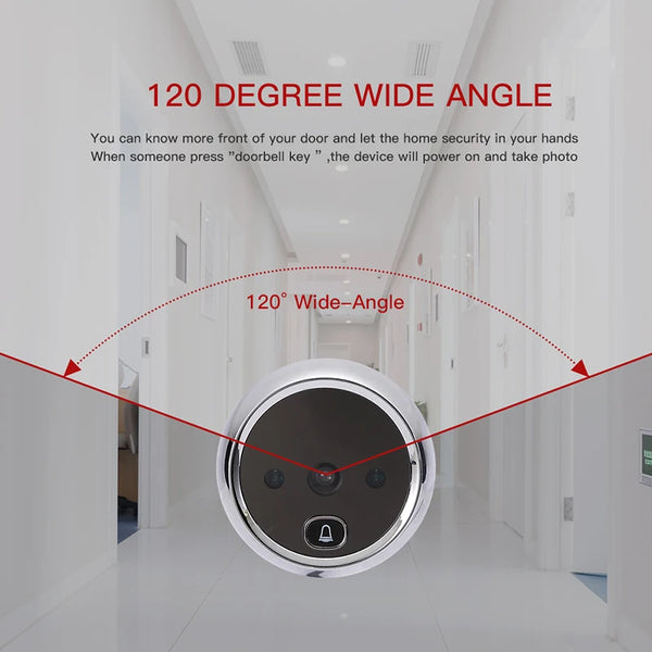 KAK 2.8" LCD Screen Electronic Door Viewer Bell IR Night Door Camera Photo Recording Digital Door Viewer Smart Peephole Doorbell by stepyours.com