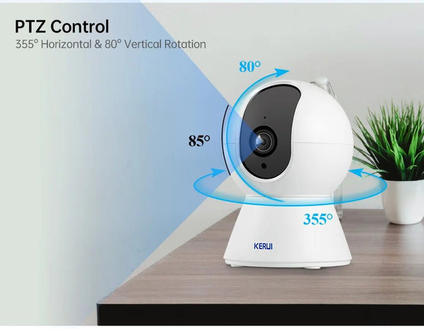 Kerui 5MP 8MP 4K Mini WiFi IP Camera - Tuya Auto Tracking Indoor Security Hooks - stepyours.com