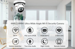 4MP WiFi IP Surveillance Camera With 2.8mm Lens Indoor Two Way Audio CamHi Cam - stepyours.com