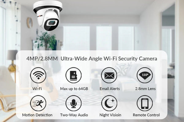 4MP WiFi IP Surveillance Camera With 2.8mm Lens Indoor Two Way Audio CamHi Cam - stepyours.com