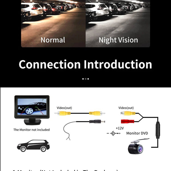 Hippcron Car Rear View Camera 8 LED Night Vision CCD Waterproof HD Video Monitor - stepyours.com