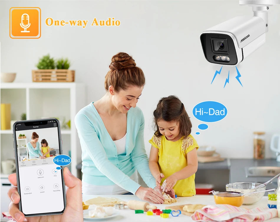 8MP 4K IP Camera Outdoor PoE H265 Security Bullet - Color Night Vision