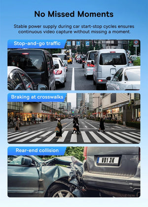 Baseus VD1 3K Dash Cam Front And Rear With GPS Supercapacitor 24H Parking - stepyours.com