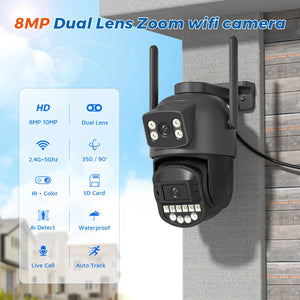 5K 10MP Dual - Lens WiFi PTZ Outdoor Camera - AI Auto Tracking - stepyours.com