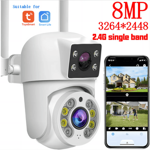 Tuya 8MP WiFi IP Camera PTZ Dual Lens Dual Screen Color Night Vision AI Alerts - stepyours.com