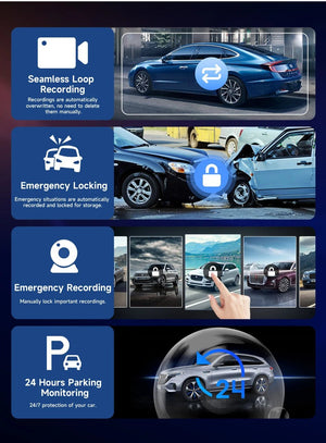 11.26 Inch 4K Dash Cam Dual Lens With Wireless CarPlay Android Auto GPS Nav WiFi - stepyours.com
