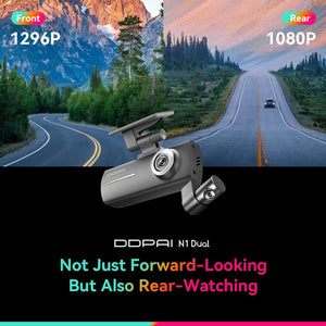 DDPAI Dash Cam N1 Dual Front And Rear Night Vision 1296P App Control - stepyours.com