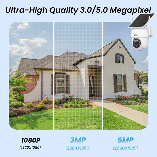 ANRAN Solar Camera Q4 3MP 5MP Outdoor Wireless Battery Security With Solar Power - stepyours.com