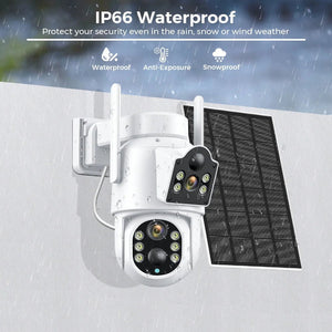 Solar IP Camera Dual Lens PTZ WiFi Outdoor Security Camera 8MP Solar Powered - stepyours.com