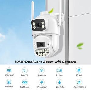 8MP 4K PTZ WiFi Camera - Dual Lens With Dual Screen AI Tracking Surveillance - stepyours.com