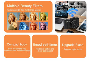 Ourlife Compact 5K Digital Camera With 18X Zoom 75MP 180 Flip Screen WiFi - stepyours.com