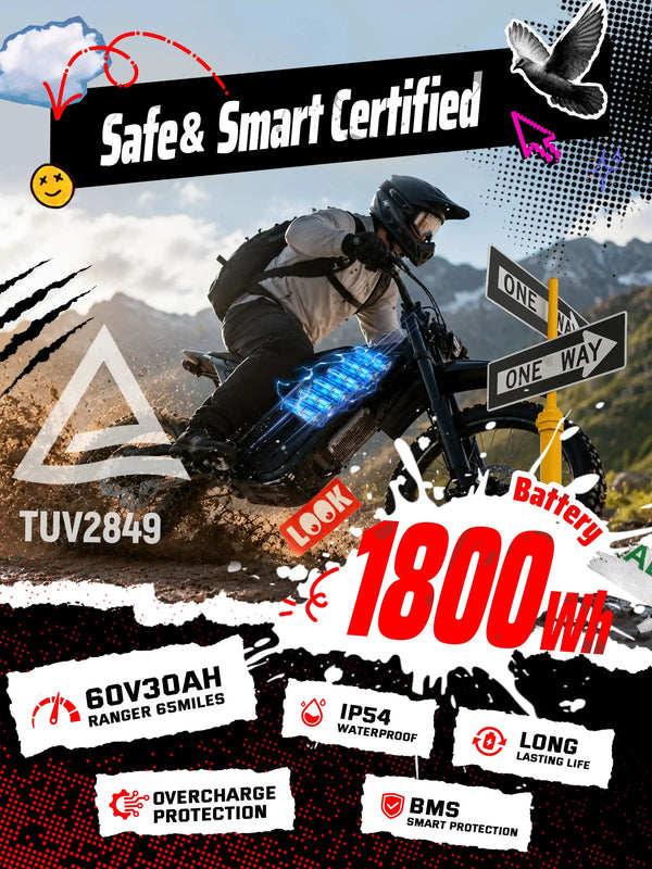 ESKUTE RR Electric Dirt Bike, 50+mph 5500W Peak Mid-Drive Motor, Electric Motorcycle with 60 Mile 60V 30Ah Removable Battery, Hydraulic Dual Shock Absorbers,