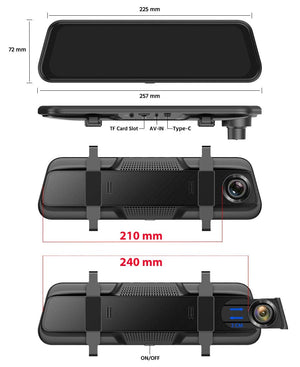 EACE 2.5K Mirror Dash Cam For Car Touch Screen With GPS WiFi 1440P Parking DVR - stepyours.com