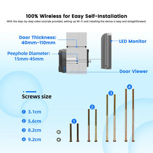 3MP Smart Life Tuya 1080P WiFi Door Bell Eye Peephole Camera 5000mAh Battery PIR Motion Detector IR Alexa Google Digital Viewer by stepyours.com