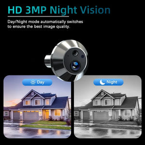 Tuya Smart 3MP Outdoor Wireless Door Peephole Video Eye Camera 2.4G WiFi Night Vision Home Security Door Camera with LCD Screen by stepyours.com