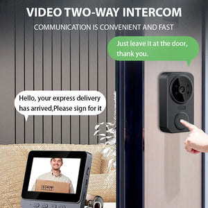 4.3'' IPS Screen 2.4G Wireless Visual Intercom Doorbell with Screen Smart High-definition Video Monitoring Two-Way Intercom by stepyours.com